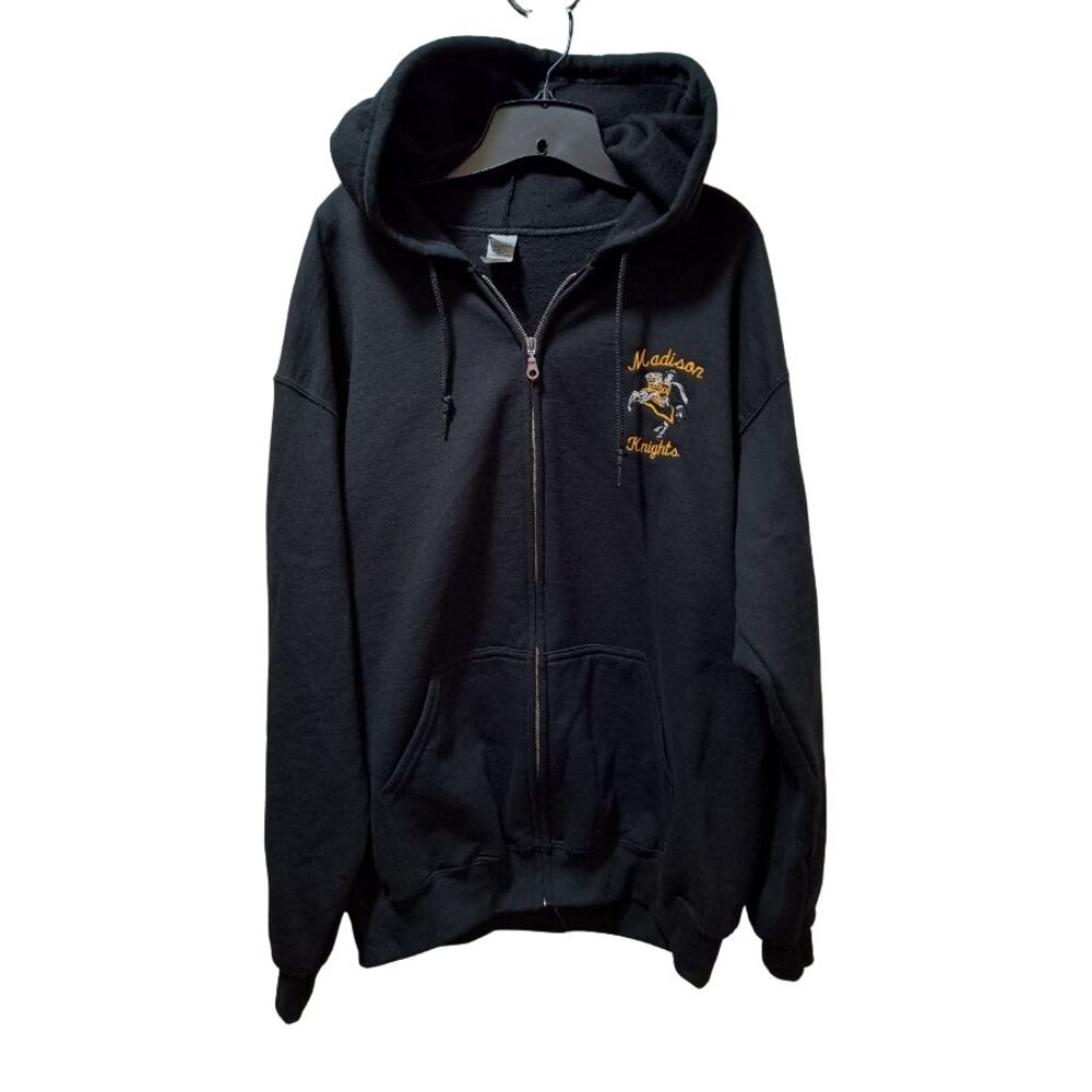 Gildan Madison Knights Full-Zip Hoodie Men’s Large Black Yellow Senior 20